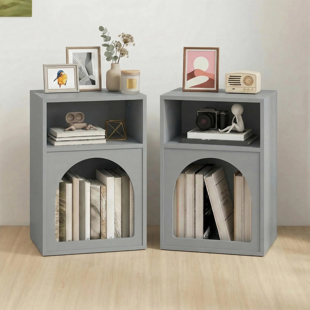 Comodino ¨C zephmum ¨C grigio 40x30x60 cm