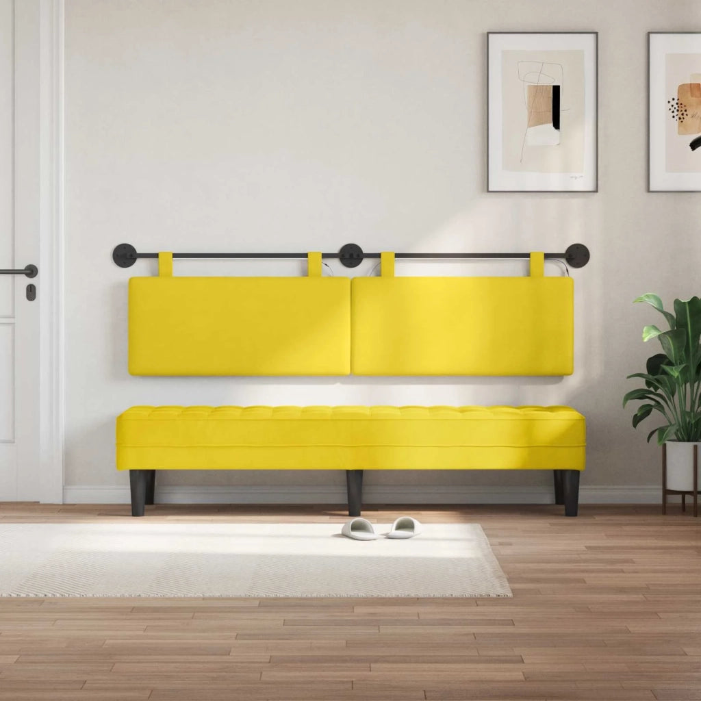 Testiera | Testata sospesa Con luce LED Giallo Chiaro Tessuto in Cords