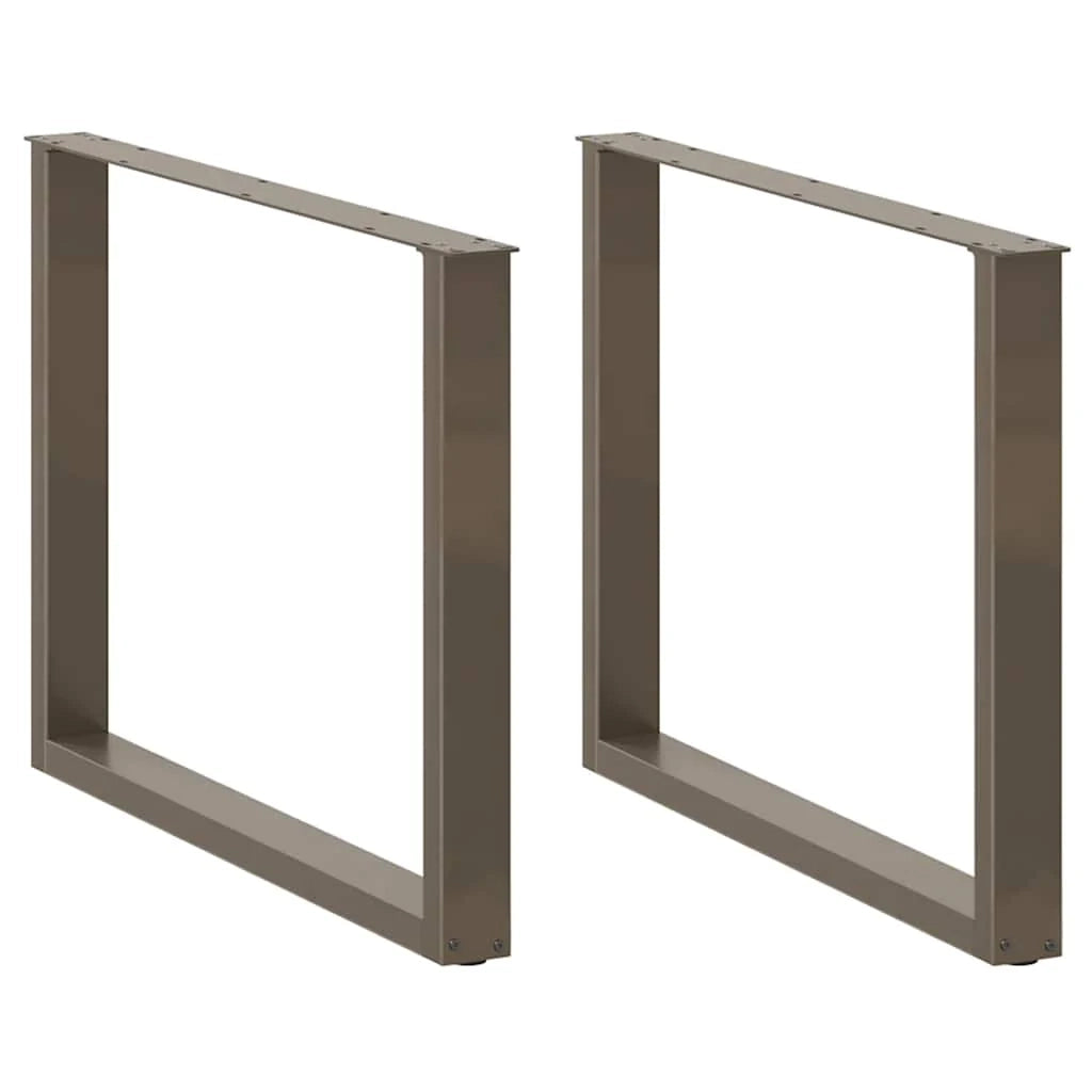 Set di 3 gambe per tavolo da pranzo a forma di U 100 x 72-73 cm con piedini regolabili stile moderno acciaio naturale 02_0057455