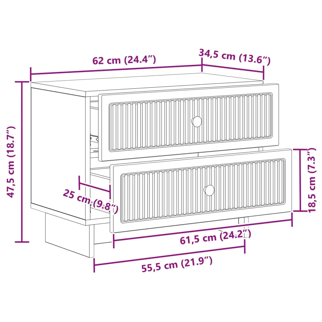 Armadio da Notte con cassetto Bianco 62 x 34,5 x 47,5 cm 893855