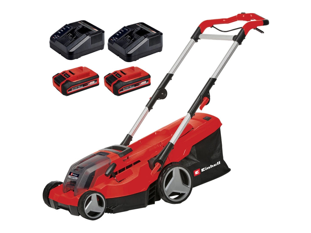 Einhell 3413282 RASARRO 36-36 Tagliaerba a Batteria 36V 36 cm 400 m² 45 L 6 Livelli 2 Batterie 3,0Ah colore Nero Rosso