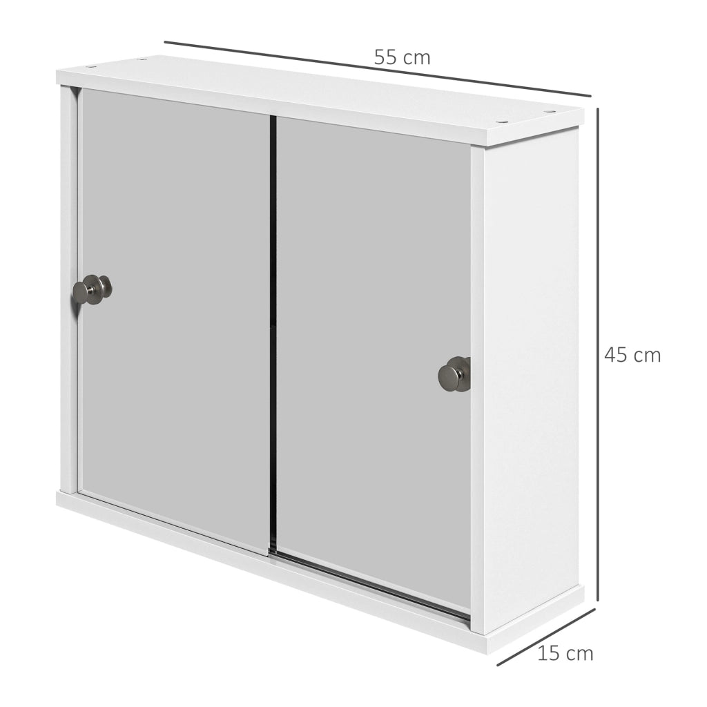 Armadio Bagno con Specchio e Ripiano Aggiustabile ¨C Minimal ¨C Bianco 55x15x45