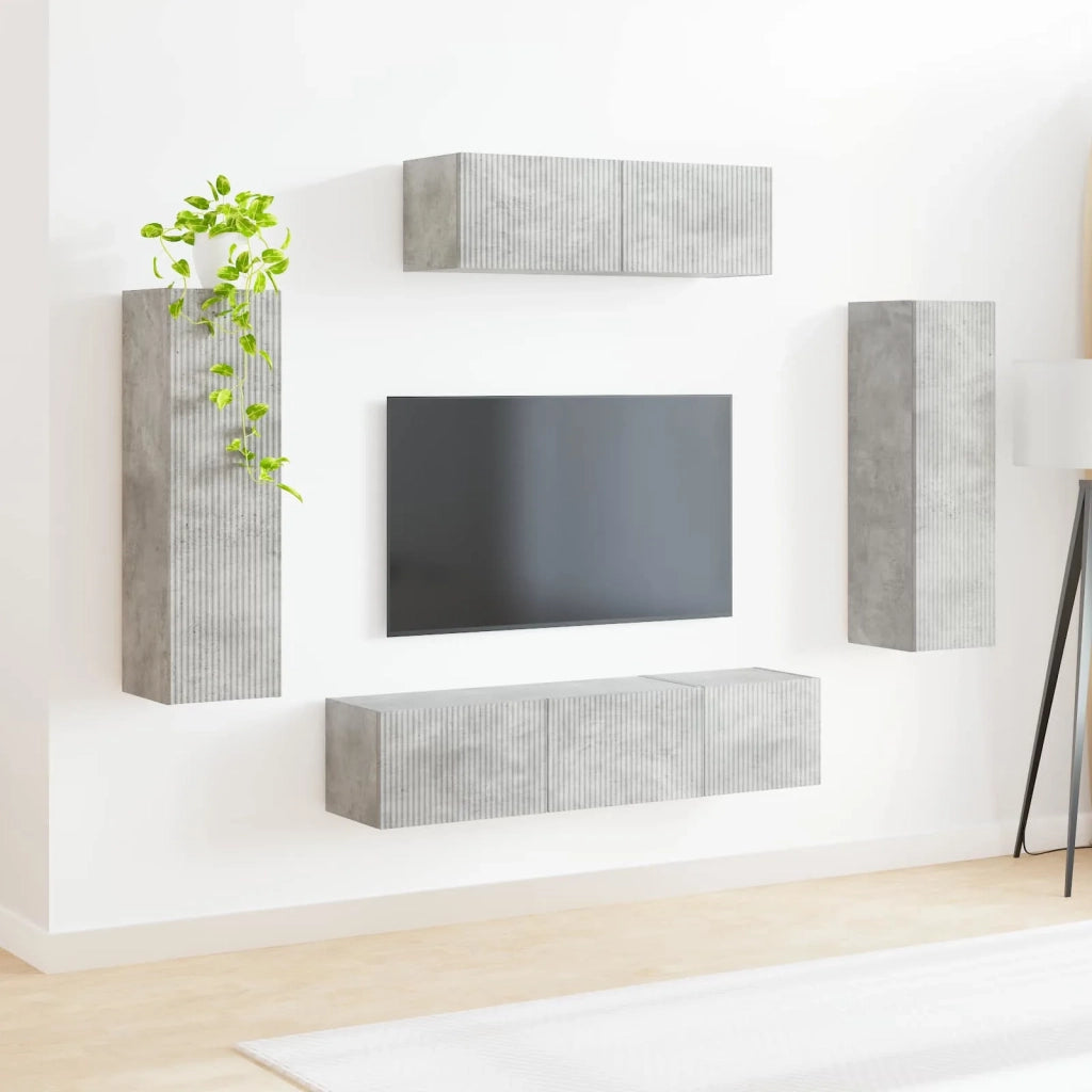 Mobile TV 5 pcs Grigio cemento 3409171