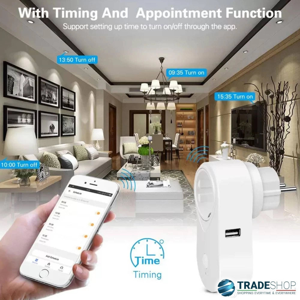 Trade Shop - Presa Intelligente Wifi Smart Plug Spina Compatibile Google Home Alexa Echo Usb -