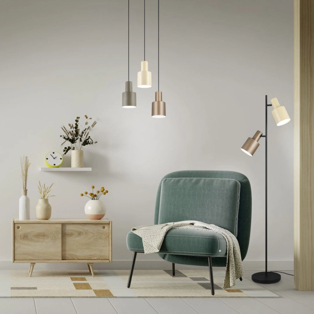Lampada a sospensione 3 diffusori, metallo, multicolor, 37x150 cm, Agudo