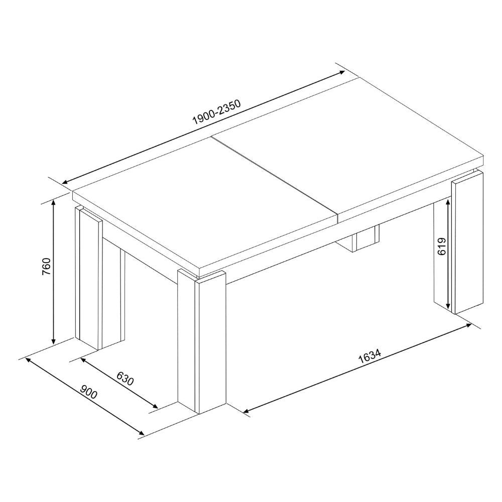Tavolo allungabile 1485 noce con allunga centrale 190x90x76H