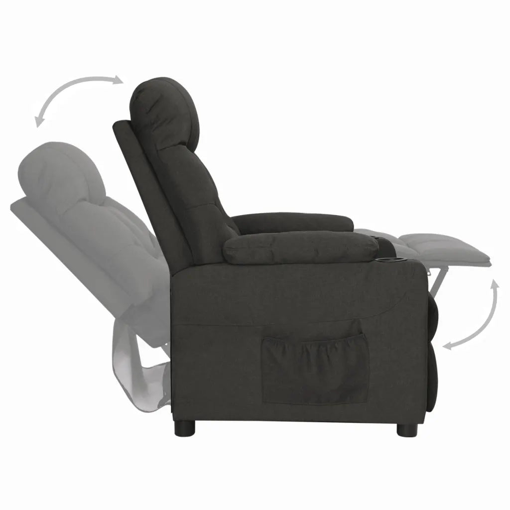 Poltrona Reclinabile in Tessuto Nero 339084