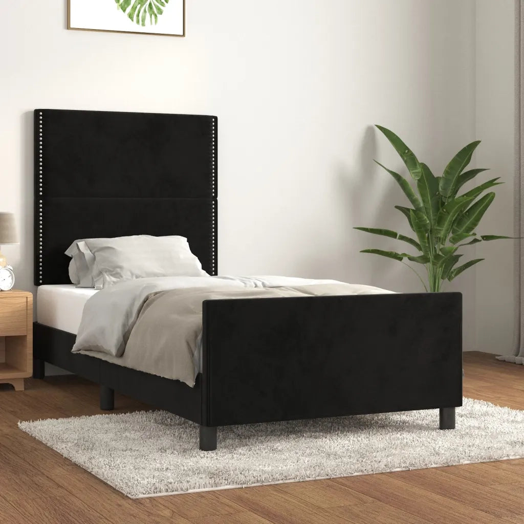 Giroletto senza Materasso Nero 100x200 cm in Velluto
