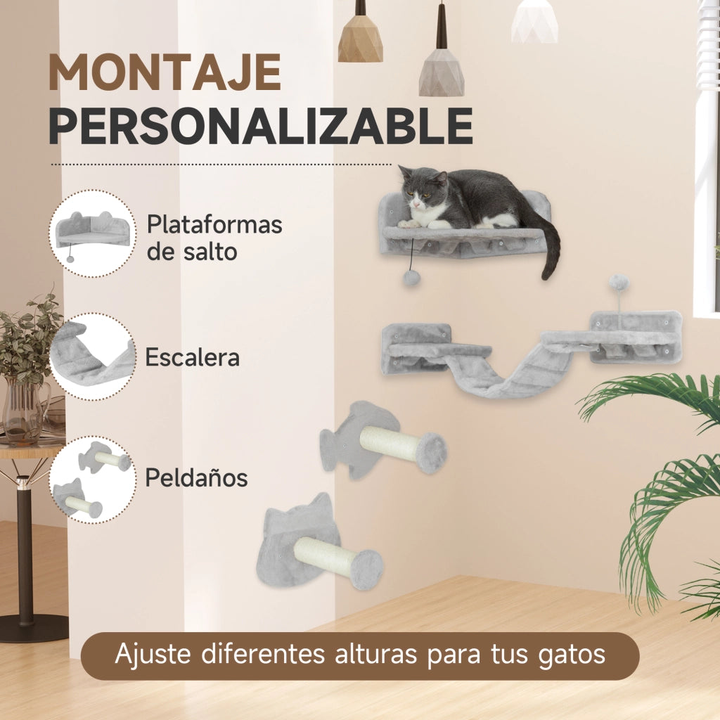 Gioco per Gatti con Scaletta e Piattaforma ¨C Minimal ¨C Grigio