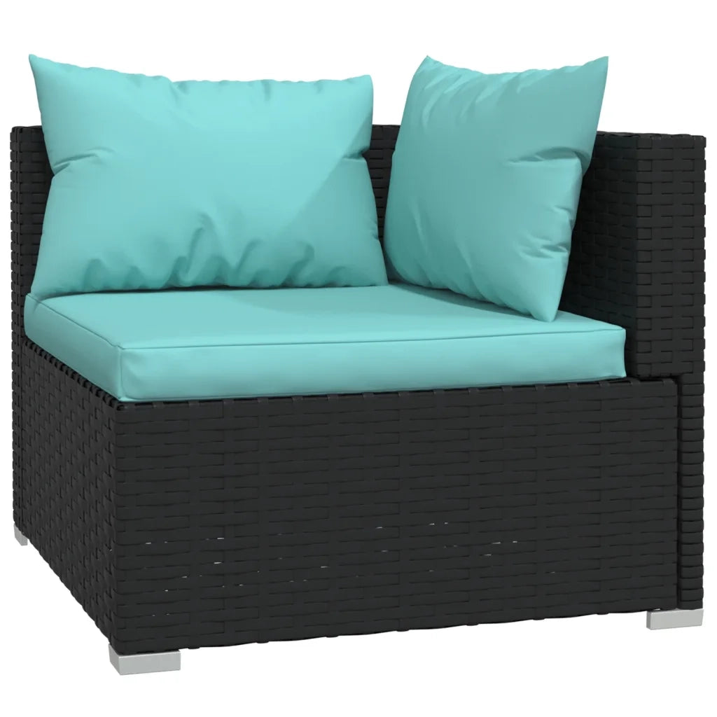 Set Salotto da Giardino 6 pz con Cuscini in Polyrattan Nero 3101809
