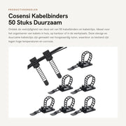 Cable Ties - 50 Pezzi - Duraturo e Resistente - Nero - Clip per Cavi - Per Uso Casa e Ufficio - Gestione dei Cavi