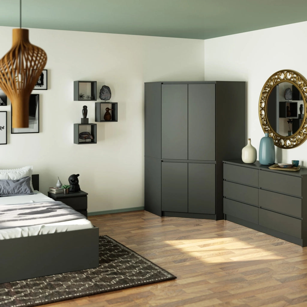 Armadio ad angolo AKORD S100 Grigia Grafite 100 cm 4 ante 100x50x180 cm