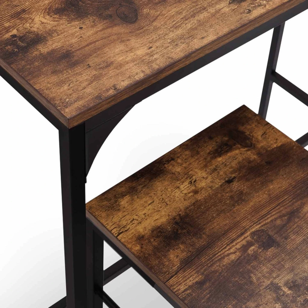 IDMarket - Tavolo da bar e 4 sgabelli DAYTON, alti 100 cm, in legno scuro con effetto distressed e design industriale nero