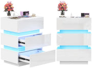 Nachtkastino con LED, 2 porte e 2 porte USB, con alta luminosità e 3 cariche, comodino con capacità di 16 L