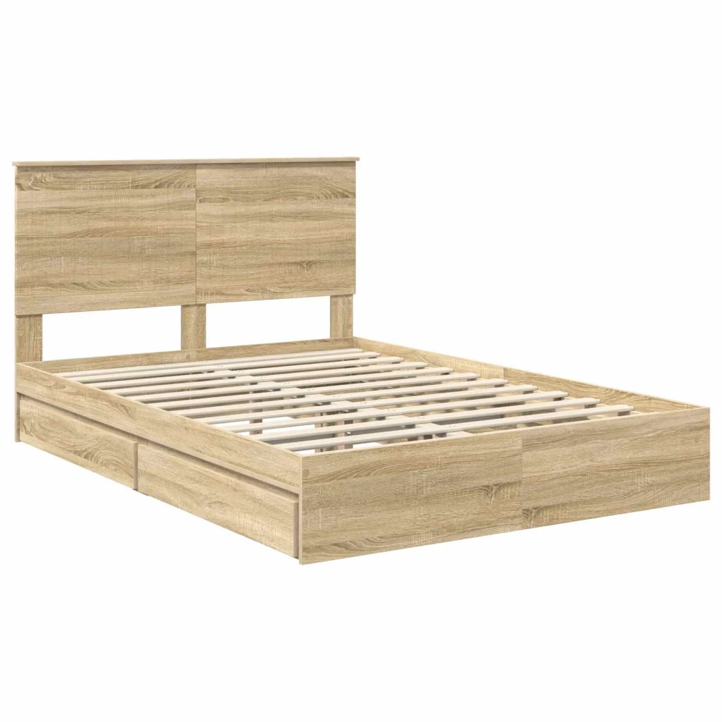 Letto con Contenitore con testiera Rovere Sonoma 140 x 190 cm 3411210