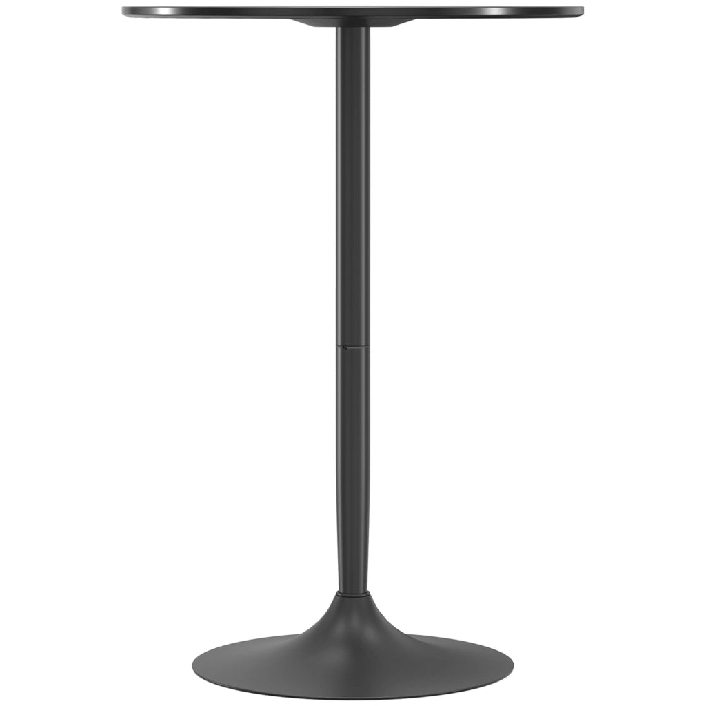 Tavolo Alto da Bar Moderno Rotondo con Base in Acciaio e Piano in MDF, ?70x102cm, Nero
