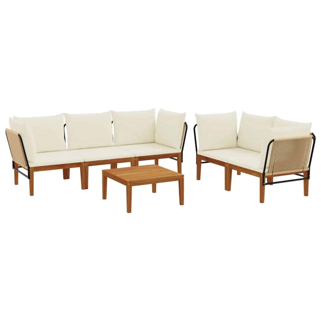 6 pcs Legno massiccio di acacia e corda Naturale 3407777