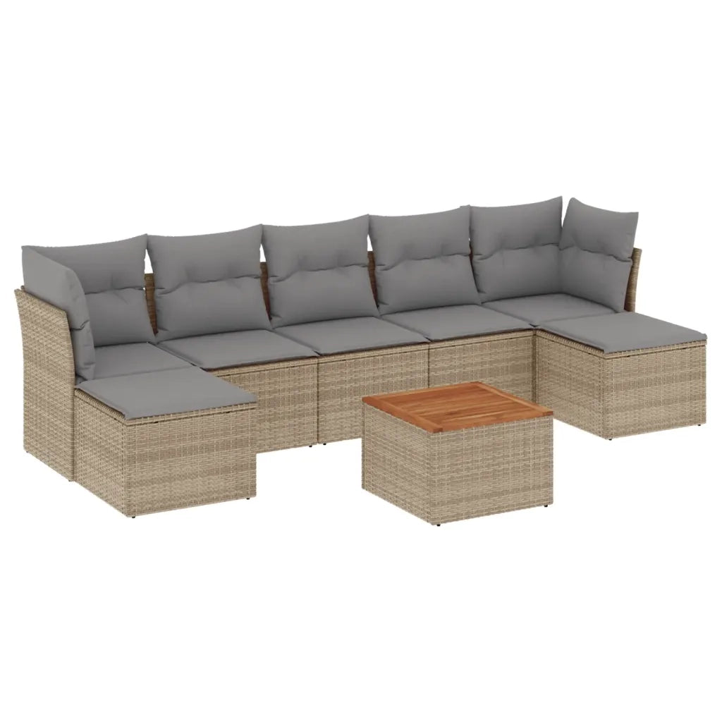 Set Divano da Giardino 8 pz con Cuscini Beige Misto Polyrattan 3256108