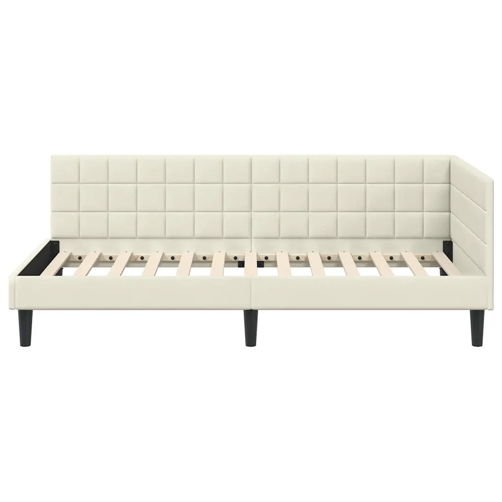 Cornice del letto ad angolo Crema 100 cm x 200 cm Velluto 42016445