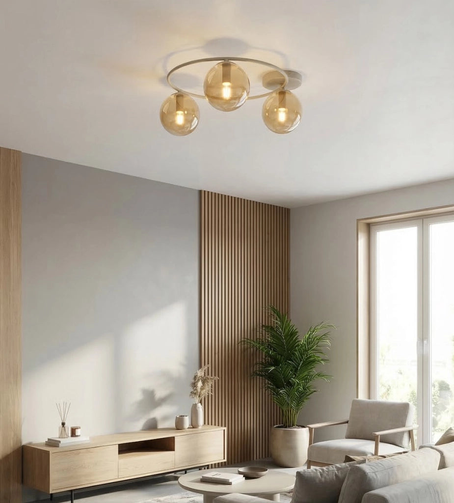 Lampada da soffitto SOPRA 3xE14 vetro beige Emibig