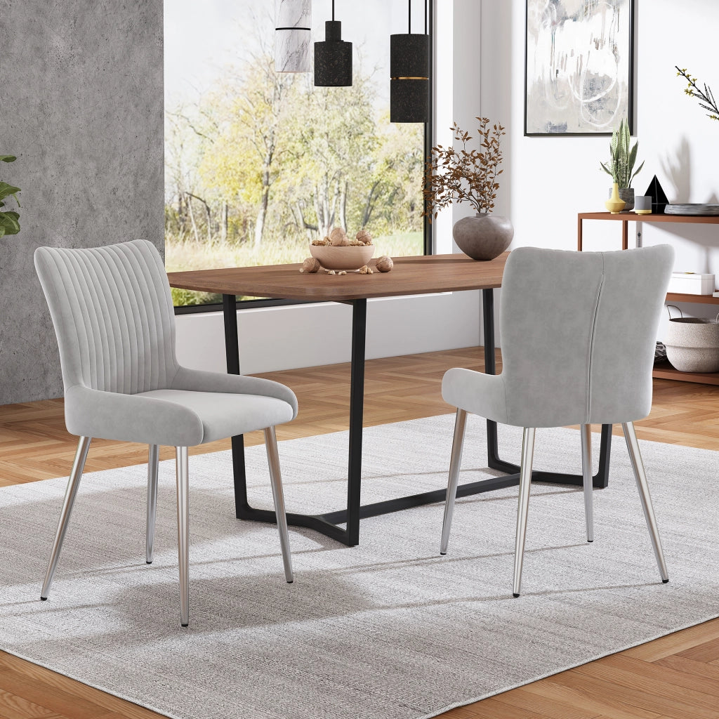 SEDIA DA PRANZO Set da 2 pezzi in velluto grigio con gambe in metallo