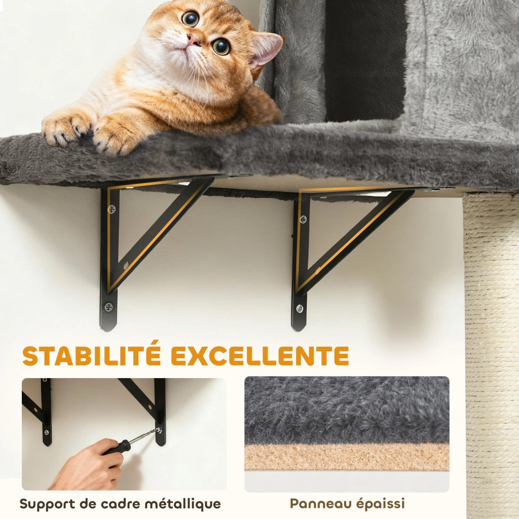 Scaffale per gatti ¨C Minimal ¨C grigio 5 pezzi con nicchie e piattaforme
