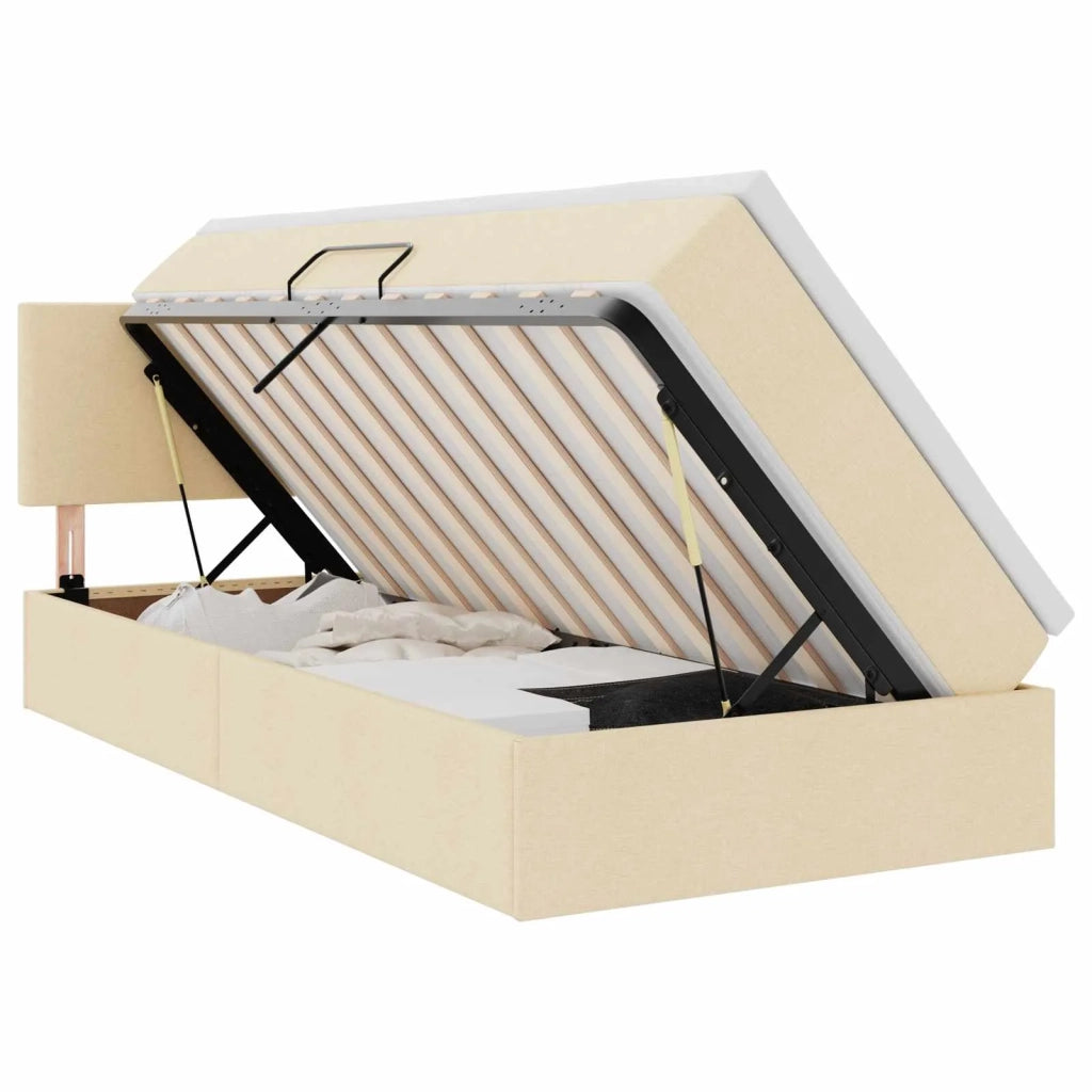 Letto con contenitore e materasso Crema 100 x 200 cm