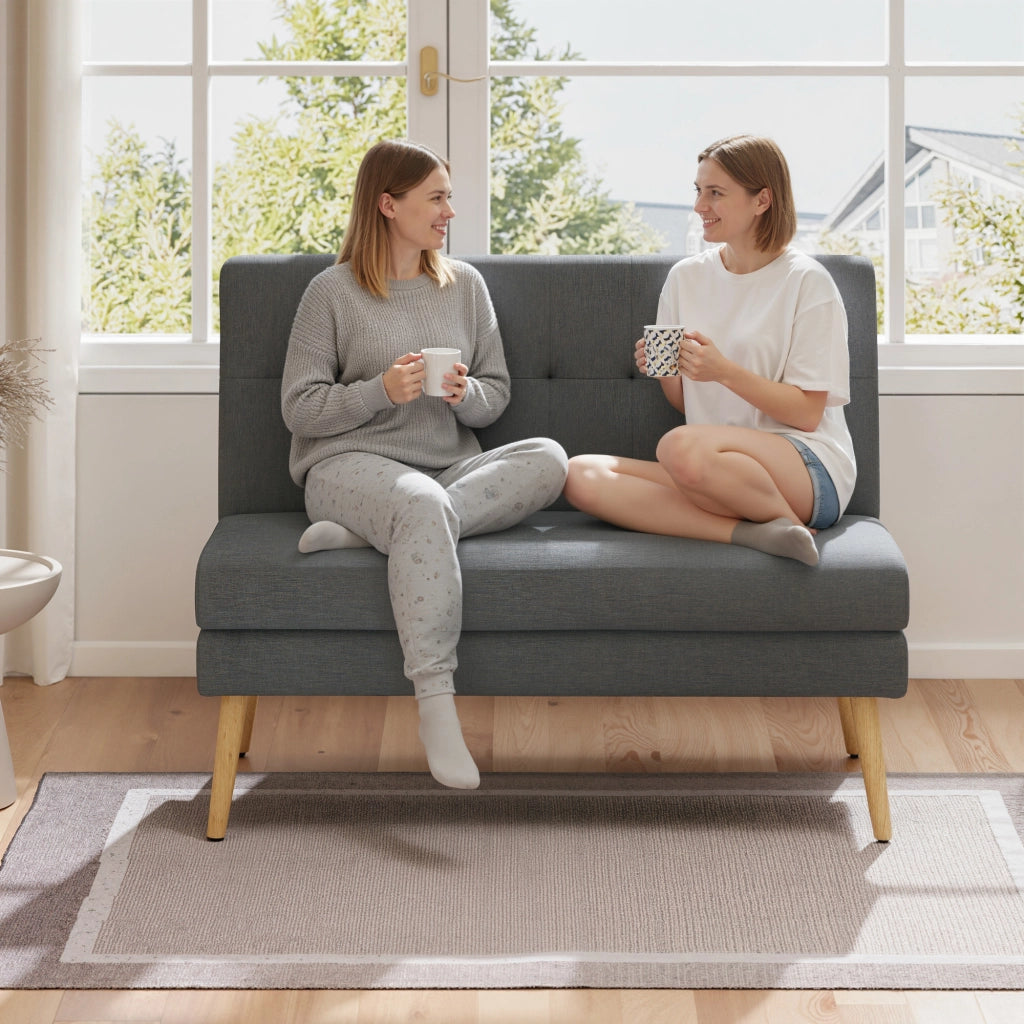 Divano 2 posti ¨C Minimal ¨C grigio tessuto legno