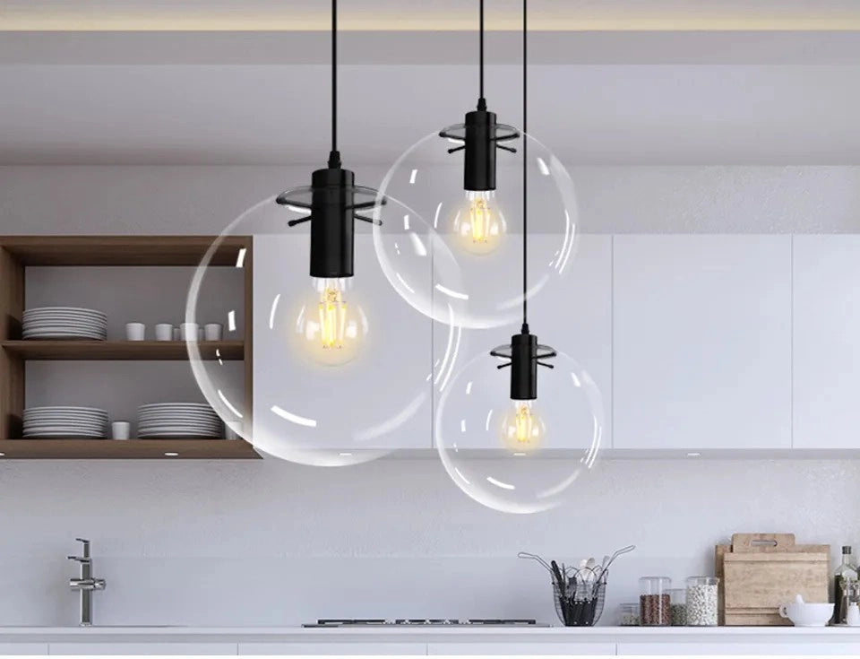 Lampada Da Soffitto Pensile Di Vetro Lassi Black 30 Cm