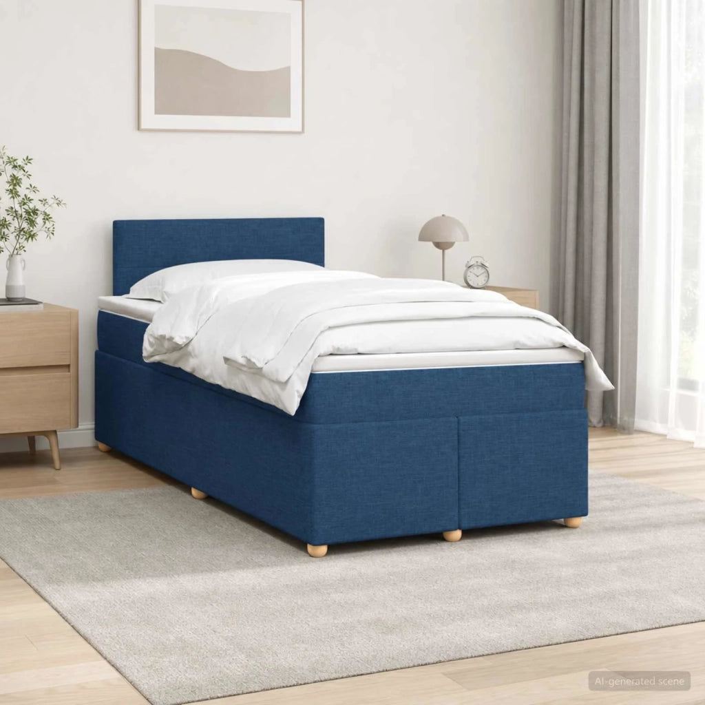 Letto box spring con materasso Blu 120 x 200 cm Tessuto 3450936