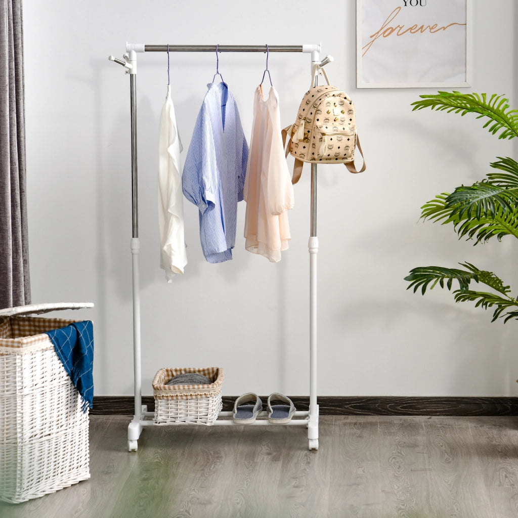 Armadio Portatile con Appendiabiti e Ripiani ¨C Minimal ¨C Bianco 68.5x42x87-145 cm