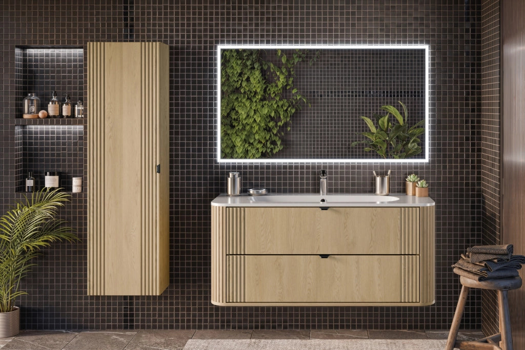 Set mobili bagno 120 cm con lavabo per mobile Pure Ovalia Cremona 120 cm