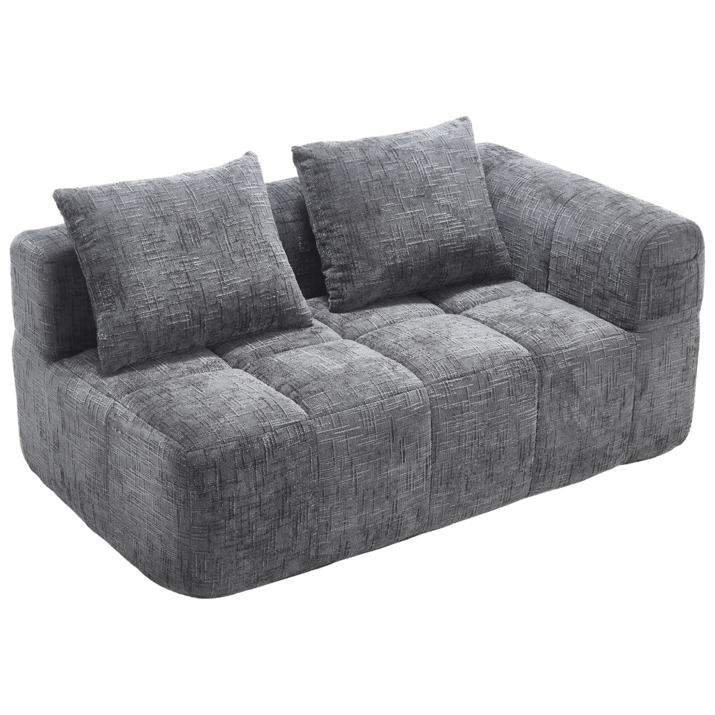 Divano 2 Posti con Cuscini e Tasche Laterali ¨C MINIMAL ¨C Grigio, Tessuto Morbido