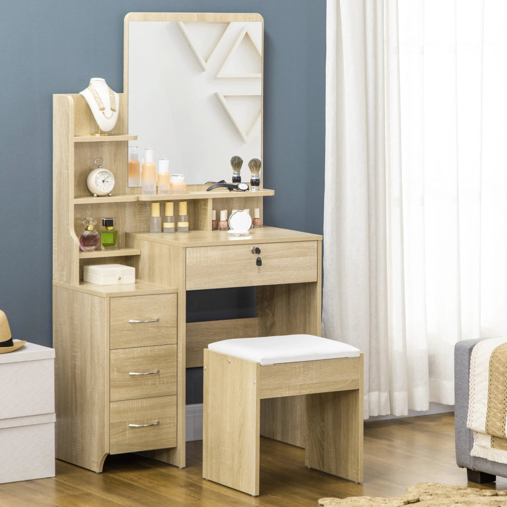 Cassettiera da Trucco con Specchio ¨C Minimal ¨C Legno 60x40x