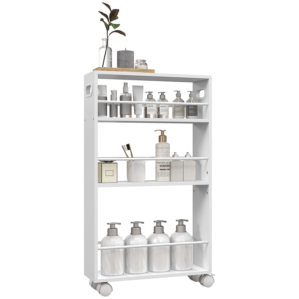 Tavolino con ruote e ripiani ¨C Minimal ¨C Bianco 45x15x80 cm