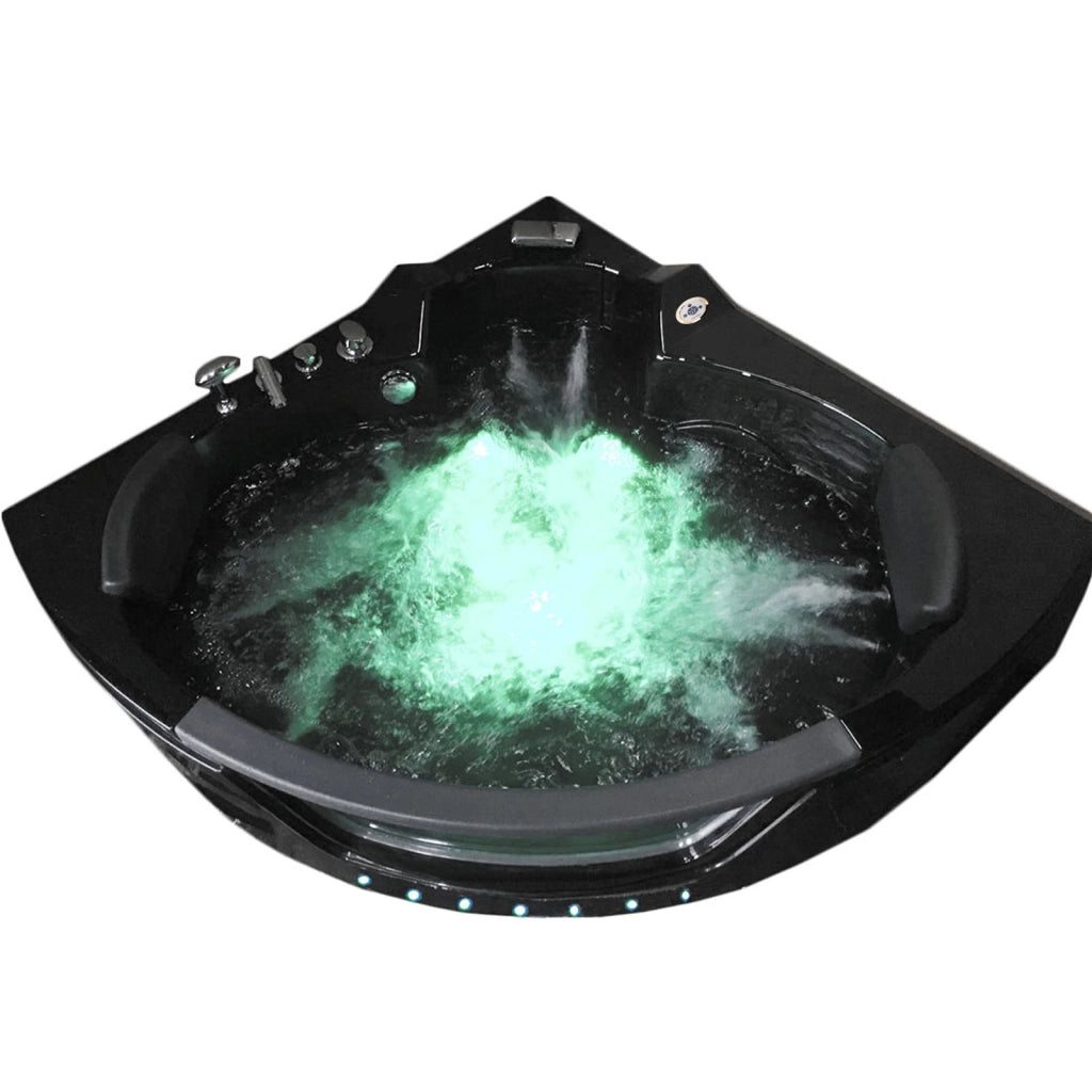 Vasca idromassaggio nera 150 X 150 cm doppia pompa 20 getti – Mykonos