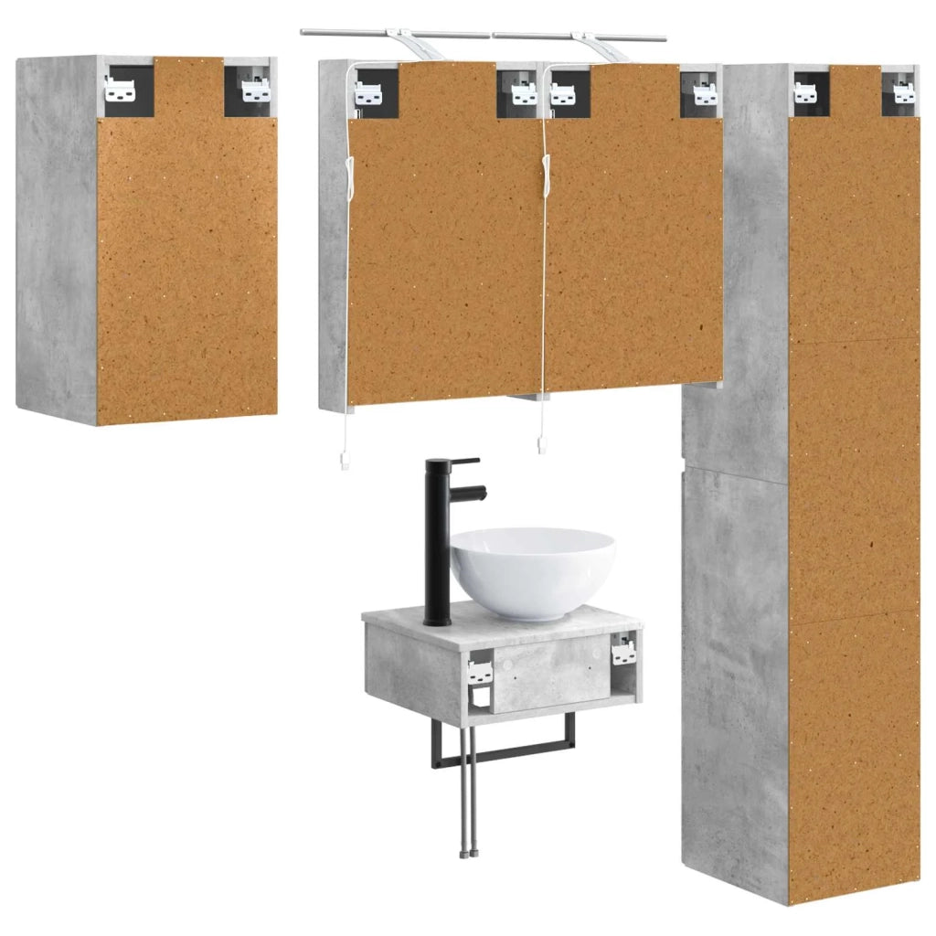 Set di mobili per il bagno 5 pz Grigio Cemento 3407242