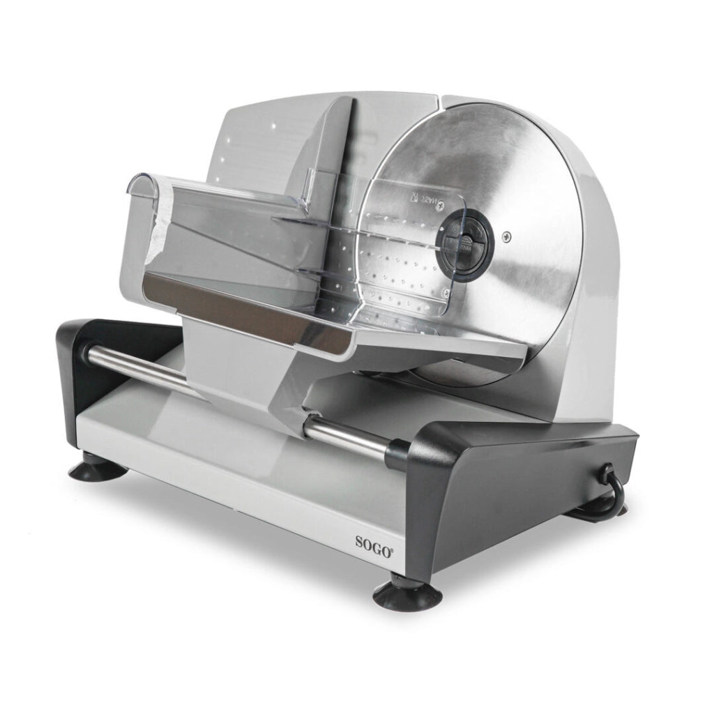 Affettatrice elettrica acciaio inox 190mm, regolazione spessore 0-15mm, 150W pane salumi formaggi cucina - SOGO