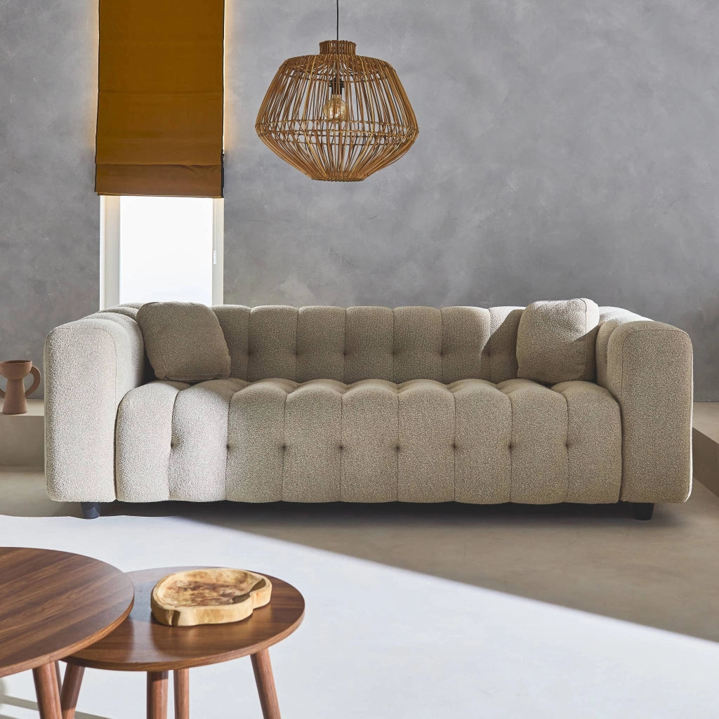 Divano in tessuto bouclé, 3 posti, beige
