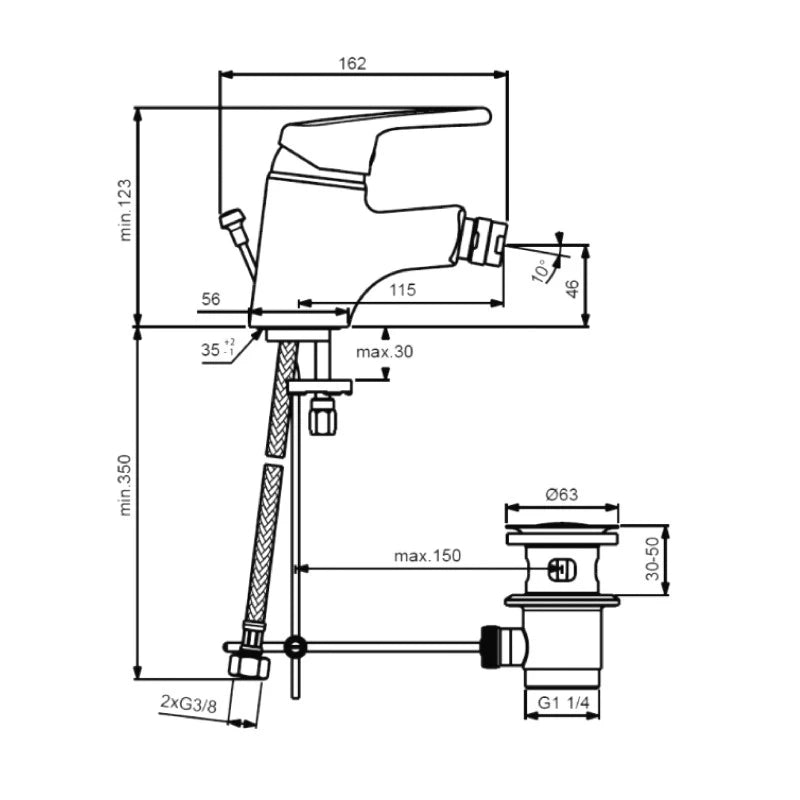 Rubinetto bidet serie idroplan