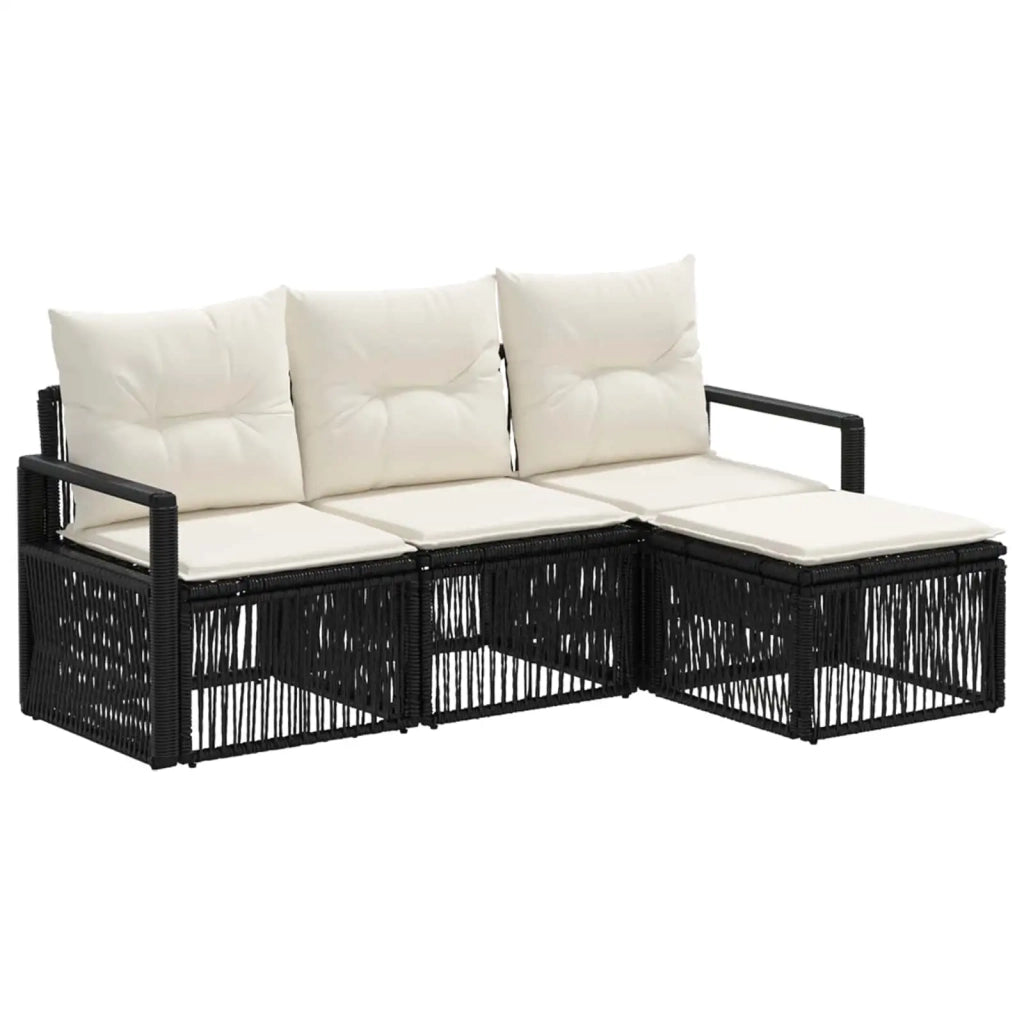 Set Divano da Giardino 4 pz Nero polyrattan 3435691