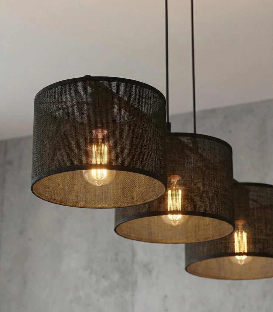 Lampada a sospensione ECO nera 3xE27 cilindrica Emibig