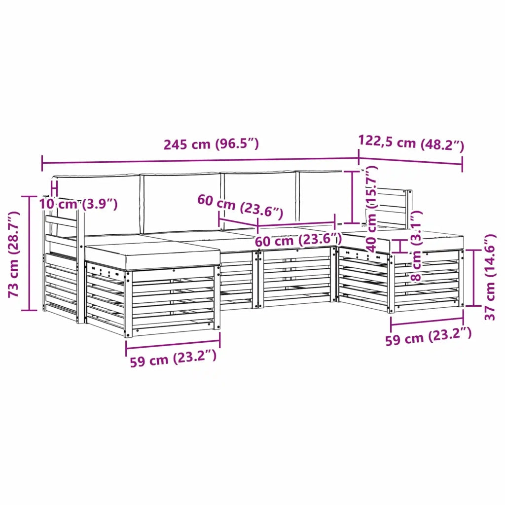 Set divani Legno di Acacia Massello 3392258