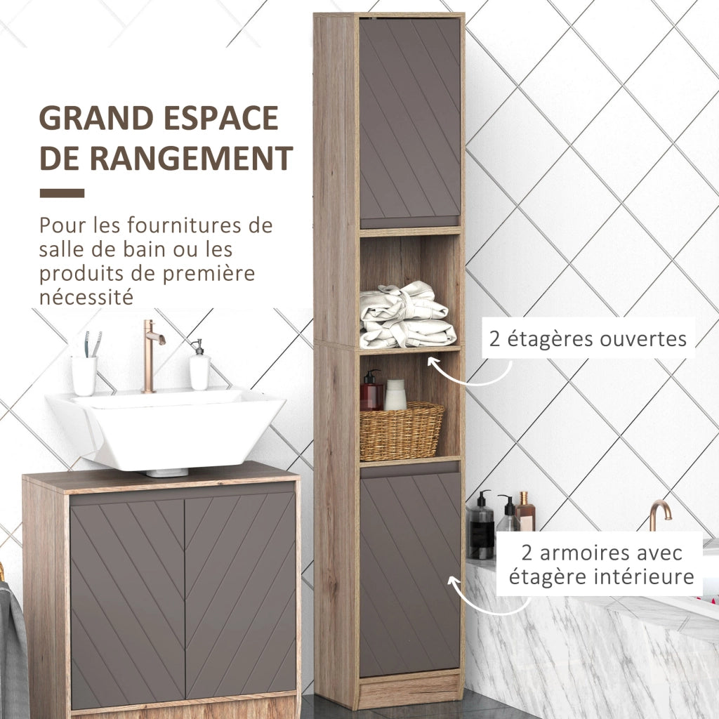 Colonna bagno ¨C Minimal ¨C 2 ante 2 nicchie rovere chiaro grigio 30x24x170
