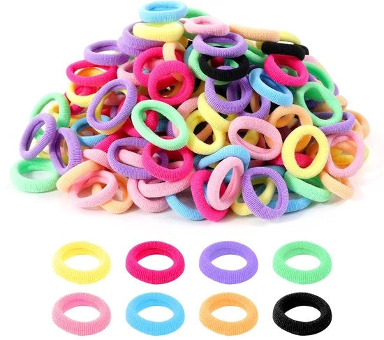 Mini elastici per capelli - cotone soffice - 200 pezzi - diverse colori