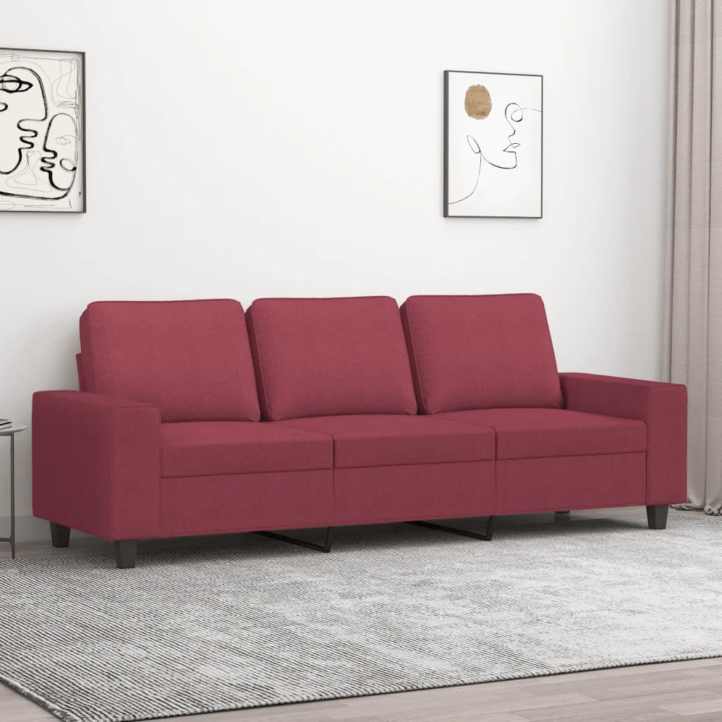 Divano a 3 Posti-Sofa 3 Posti Rosso Vino 180 cm in Tessuto 281220