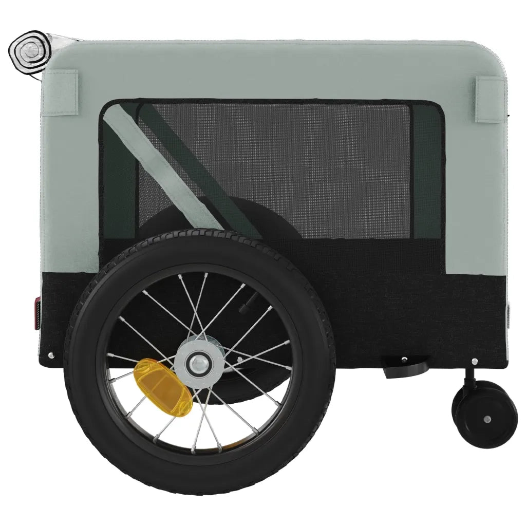 Rimorchio da Bici per Animali Grigio e Nero Oxford e Ferro 93944