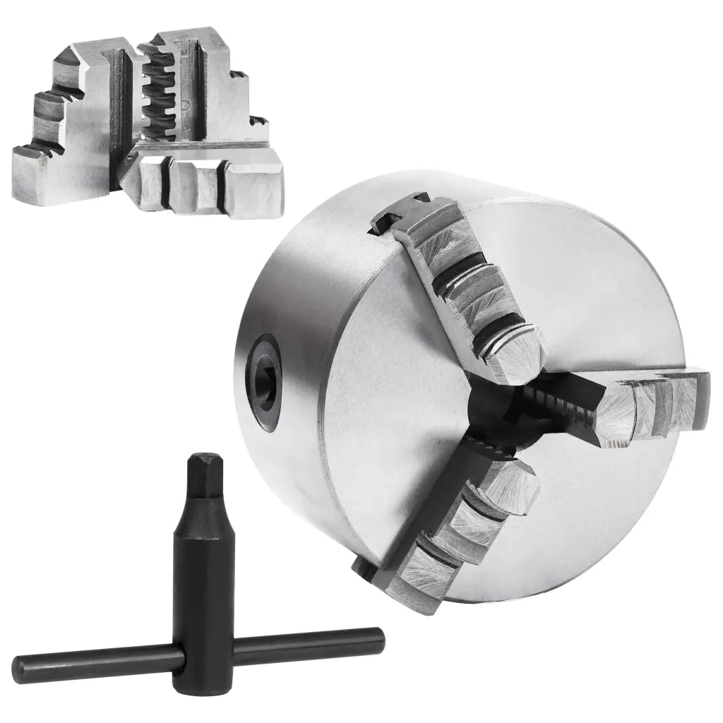 Mandrino per Tornio a 3 Griffe Autocentrante 100 mm in Acciaio CFW3134556