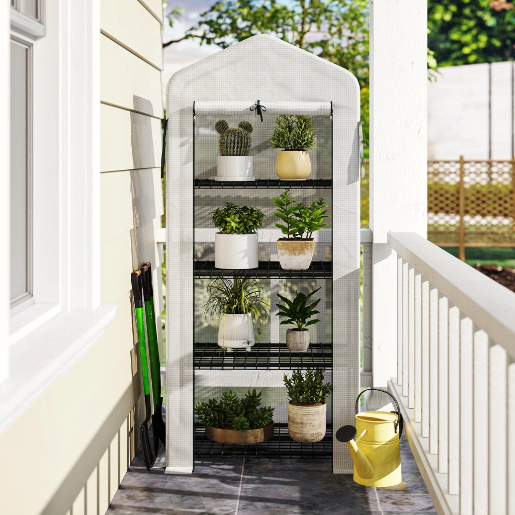 Serra da Giardino con 4 Ripiani ¨C Minimal ¨C 70x50x160 cm Bianco