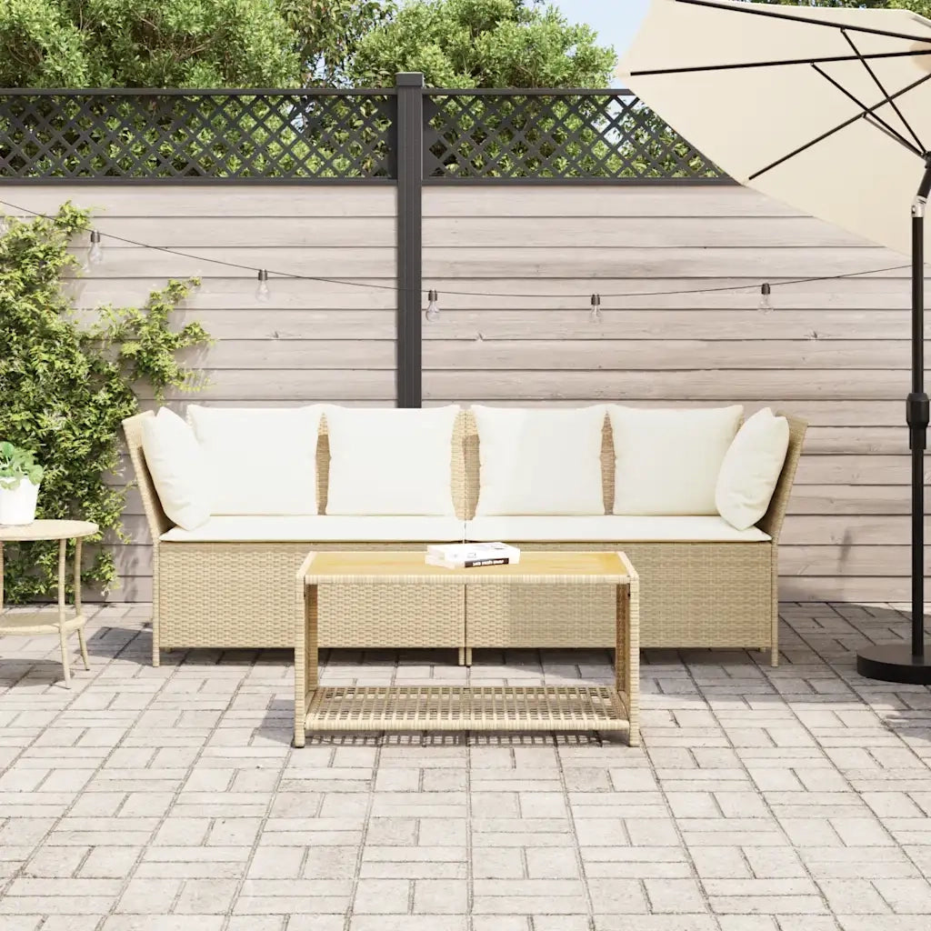 Divano da Giardino con Cuscini-Sofa da Giardino-Divano da esterno in Polyrattan Beige 445923